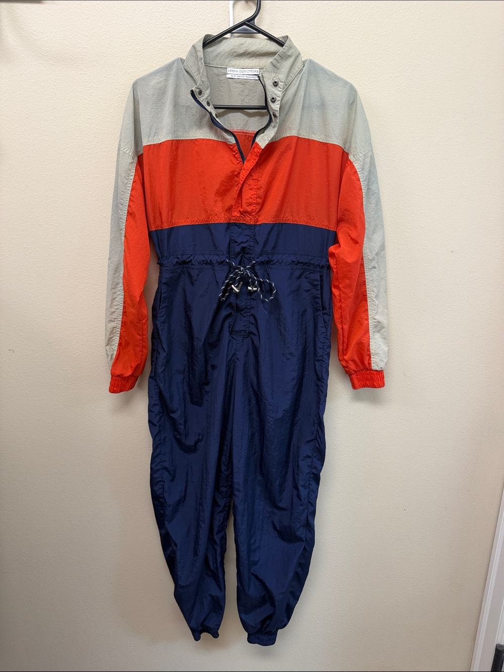 Urban Outfitters Copenhagen Colorblock Jumpsuit in Navy, Red, and Light Gray